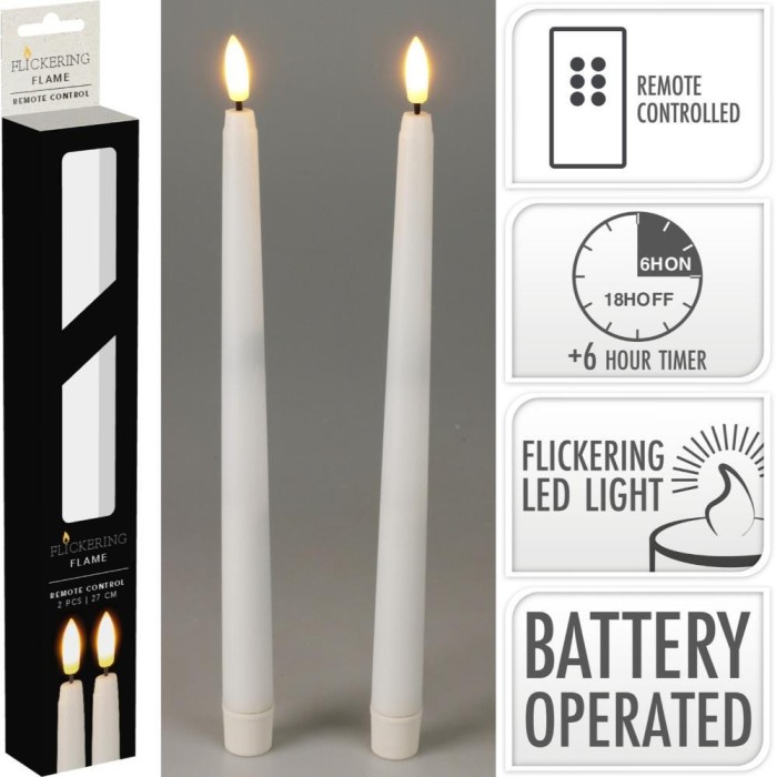 CANDELA LED 2 PZ. 27CM. BIANCO